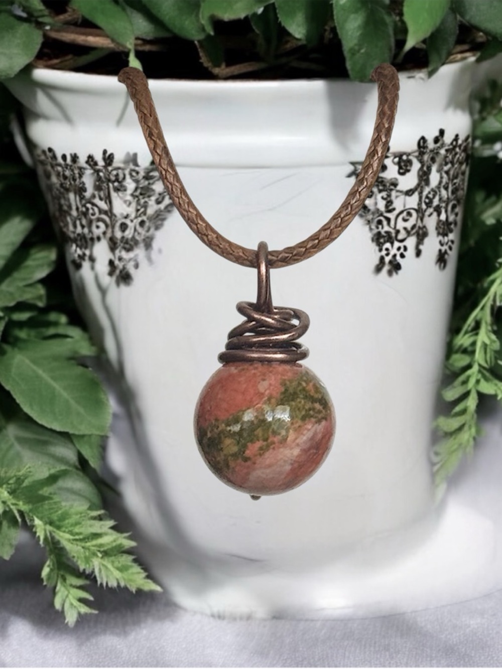 5 For $25💫Wire Wrapped Unakite Stone Pendant